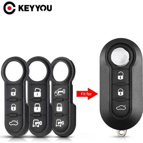 KEYYOU 3 Buttons Remote Car Key Shell Flip Case For Fiat 500 Panda Punto Bravo For Citroen For Peugeot Auto Rubber Button Pad