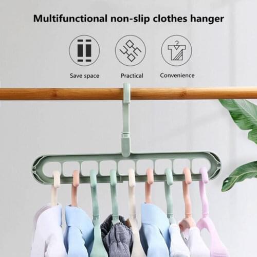 Multifunctional Wardrobe Nine-Hole Hanger Creative Rotatable Windproof Drying Rack Plastic Storage 9-Hole Hanging Clothes Rack