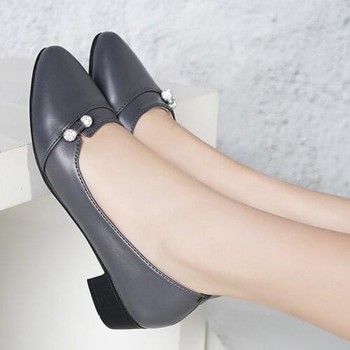 Fashion Women Ladies Fashion Solid Round Toe Square Heel Buckle Single Shoes Classics high quality shoesdfg4