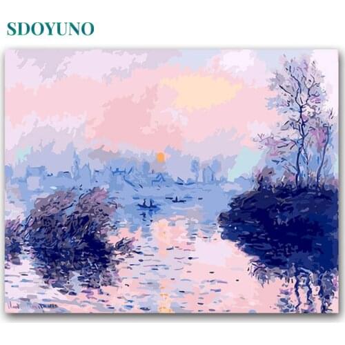 SDOYUNO Oil Paint By Numbers Kits Scenery Painting By Numbers On Canvas Landscape Frameless 60x75cm Hand Painting DIY Home Decor
