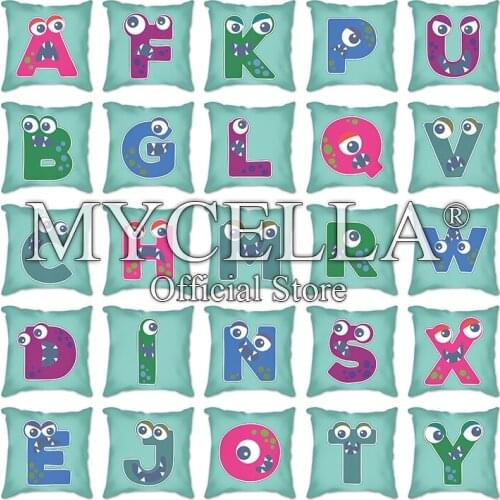 Pillowcase Art 26 English letters Decoration Style Sofa Throw Cotton Linen Decorative Cushion Cover letter alphabet Pillow cover