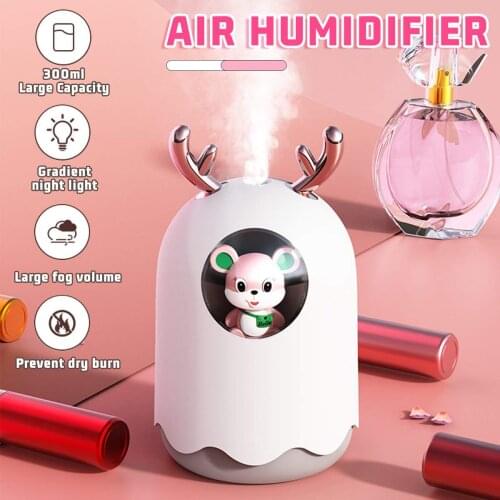 Mute Humidifier LED Mist Maker Cute Mini Household Small Moisturizing Aromatherapy Home Fogger Air Conditioning USB Humidifier
