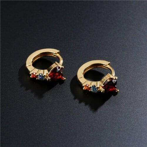 NEWBUY Gold color Small Hoop Earrings For Women Luxury Heart Shape Cubic Zircon Wedding Earring Female Engagement Jewelry