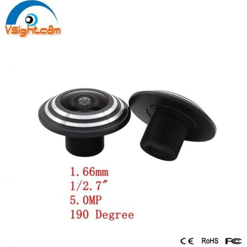 Vsightcam 1/2.7" 5MP 190 Degree Wide Angle Fisheye CCTV Surveillance Camera Lens 1.66mm Door Eeye Hole Camera Lens