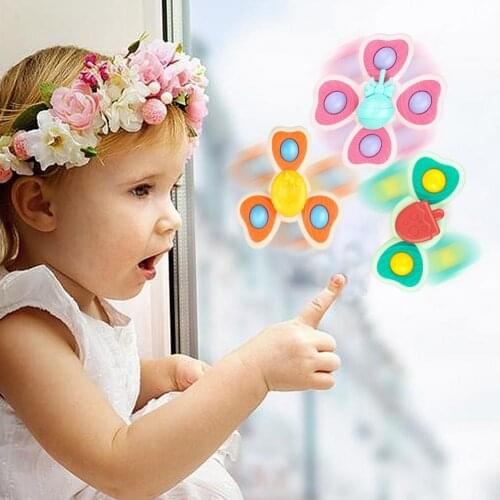 Baby Spin Top Bath Toys For Boy Children Bathing Sucker Spinner Suction Cup Toy For Kid Over 18 Months Rattles Teether Baby Care