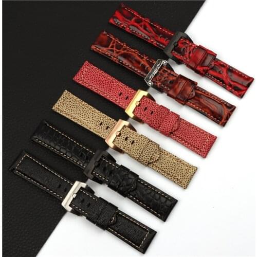 Top Quality 24mm Italy Genuine Leather Watch Band For Panerai Watch Strap For PAM111/386/441 Watch Accessories Pin Buckle