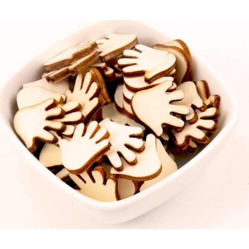 Natural Wood Color Hand Wooden Pattern Scrapbooking Craft For Embellishments Handmade DIY Handicraft Decoration 20mm 50pcs