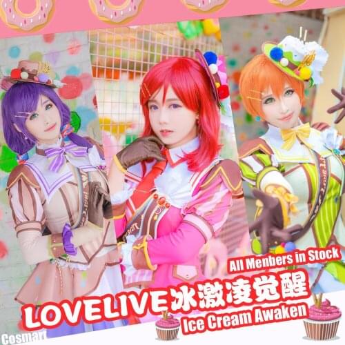 [Stock]Collection!Anime Lovelive!Ice Cream Awaken All Members SJ Uniform Dress Halloween Carnival Cosplay Costume +Hat