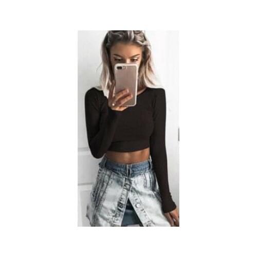 Women’s Slim Clothes, Solid Color Wide Round-Neck Long-Sleeves Basic for Ladies, S/M/L/XL