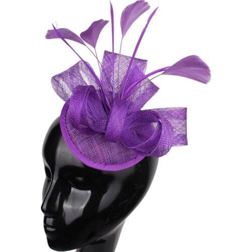 Sinamay Event Fascinator Hat Hairpin Elegants Womens Wedding Party Headwear Nice Feahers Hair Accessories With Hair Clips