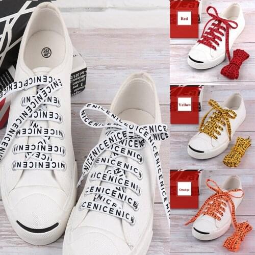 1Pair Flat Shoe Lace Fashion Letters Printing Shoelace Personality Casual Sports Shoestring Unisex Sneaker Polyester Bootlaces