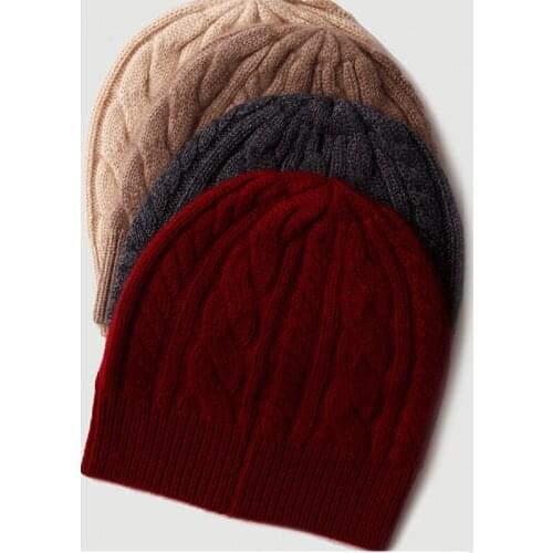 100% Cashmere Knitted Cap Hat Winter Women Men Unisex Pure Natural Cashmere Thicken Hat and Cap for Warm Soft Hats