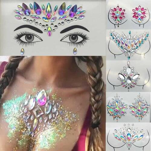 3D Temporary Rhinestone Glitter Tattoo Stickers Face Jewels Gems Festival Party Makeup Body Jewels Flash Fake Party Ornaments