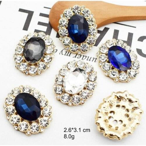 5 pcs Alloy Rhinestone accessories DIY oval diamond buckle flower plate Handmade hair accessories headdress headband material