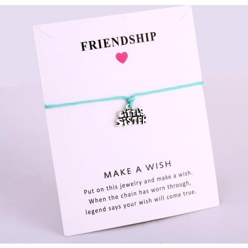 Big Sister Little Middle Sister Charm Bracelets Mom Mother Rope Chain Jewelry Women Girl Jewelry Christmas Gift Drop Shipping