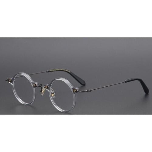 Brand Designer Round Lens Acetate Titanium Glasses Frame Men Women Handmade Eyeglasses High Quality Super Light Spectacles