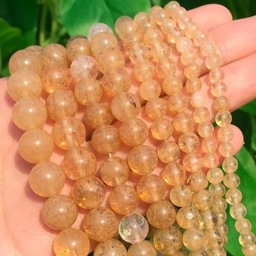 New Arrival Natural Stone Smooth Citrines Quartz Round Loose Beads 15" Strand 4 6 8 10 12 MM Pick Size For Jewelry Making