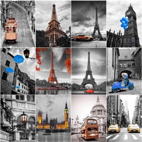 CHENISTORY Paint By Number City Landscape On Canvas Handpainted Painting Art Gift Diy Iron Tower Pictures By Number Kits Home De