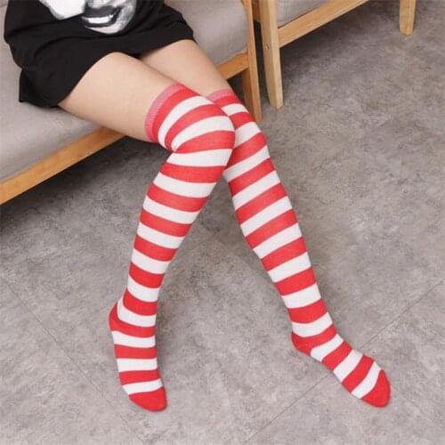 Japanese Anime Style Knee Stockings For Womens Sox Sexy Thigh High Long Stocking Stripe Plus Size Compression