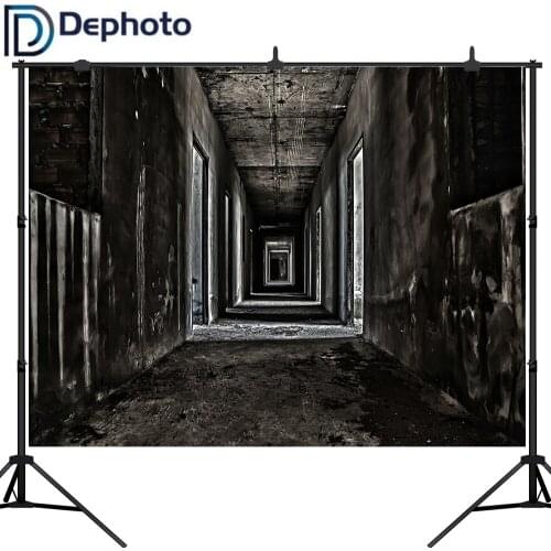 Dephoto Halloween Photographic Backdrop Scary Thrilling Hallway Walkway In Abandoned Building Background Photocall Studio Props