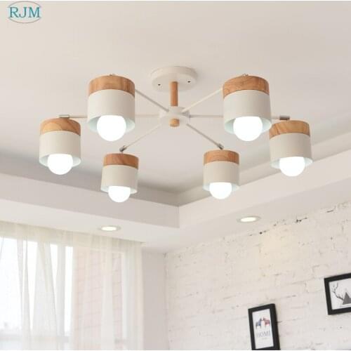 Nordic Wooden Iron Ceiling Lights Simple White Ceiling Lamp for Study Room Living Room Foyer Restaurant Coffee Led Lamp Lighting