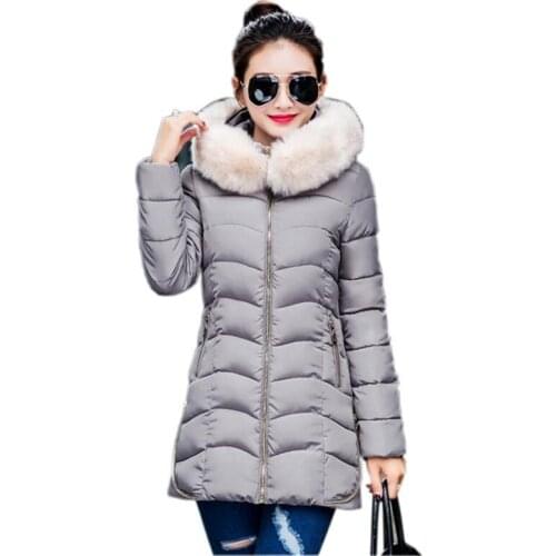 Long Women Winter Jacket 2016 New Fashion Winter Women Hooded Faux Fur Collar Down Cotton Coat Ladies Plus Size Parkas Coat W121