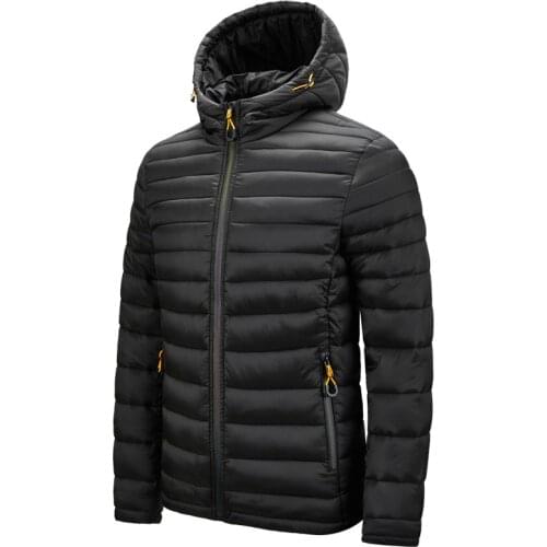 Fad New Solid Color Bubble Coat Men Casual Hoodied Warm Zipper Mens Jackets and Coats Winter Fashion Simple Mens Coat