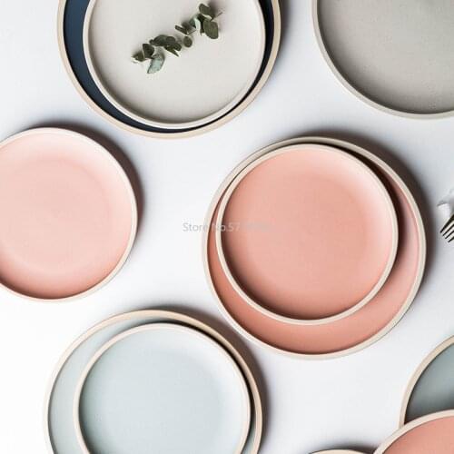 8.3/10inch Porcelain Dinner Plates Set Pizza Pasta Serving Matte Glaze Steak Dessert Dishes Tableware