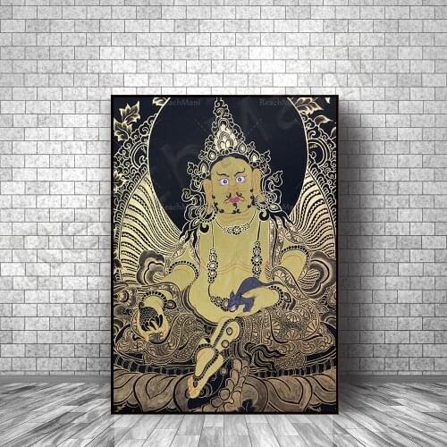Canvas Art Zambara Thanka, KuberaThanka Art, God of Wealth Painting, Tibetan Wall Decoration Poster