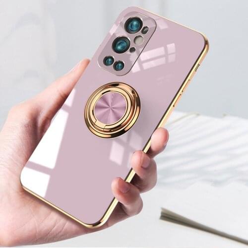 Ring Car Holder Silicone Case For OnePlus 9 Pro 9Pro Luxury Full Protection Back Cover Plating TPU Phone Case For One Plus 9 Pro
