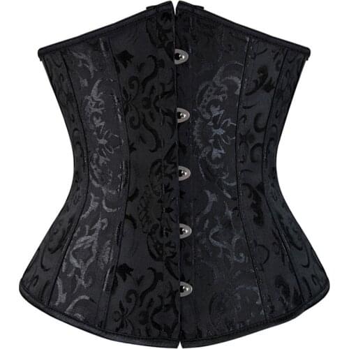 Dobby Waist Cincher Underbust Corset Busk Lacing Bustier Top Summer Underwear Clothing Black White Sexy Lingerie G-string XS-6XL