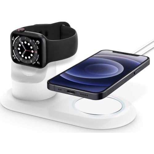2 in 1 Desktop Magnetic Charger Holder Stand For iPhone 12 Pro Max Magsafe Holder For Apple Watch 6/5/4 SE Base Mounts 40 44mm