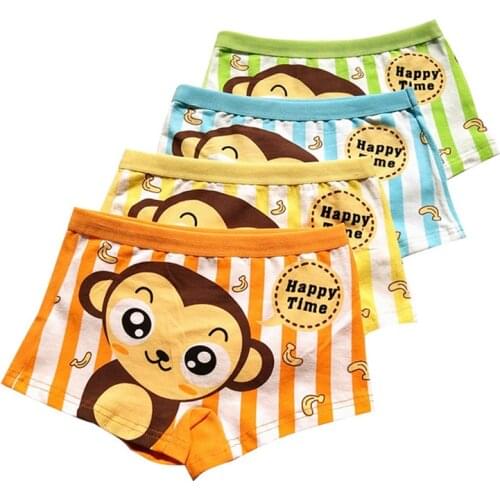 2-10Y High Quality Kids Boys Short Panties Boxer Briefs Cartoon Monkey Print Cotton Underwear Underpants For Boy Children 2pcs