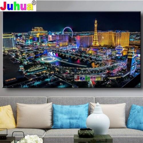 Full square Drill 5D DIY Diamond painting Las Vegas Skyline diamond embroidery full display mosaic Cross Stitch Nightscape art