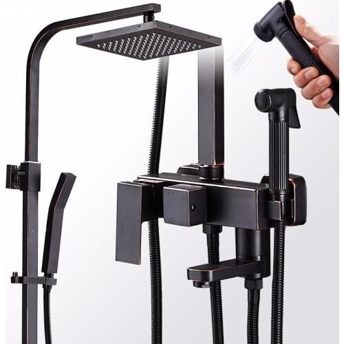 Full Copper Black Ancient Shower Room Shower Lift Shower Suit Toilet Household Bath Take A Shower Water Tap Bring Spray Gun