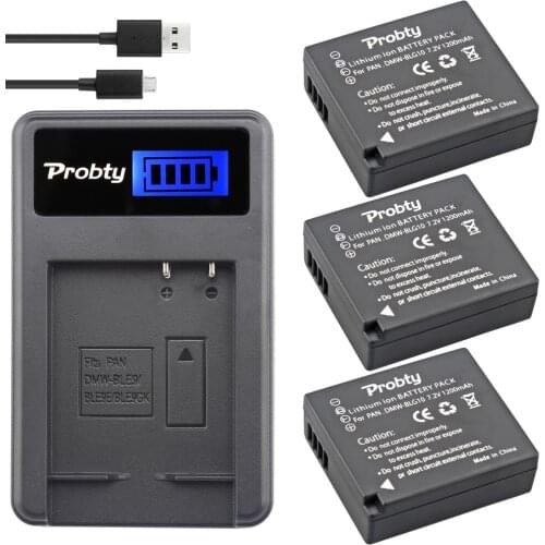 Probty 3Pcs DMW-BLG10 DMW BLG10 DMW-BLE9 DMWBLE9 BLE9E Battery + USB LCD Charger For Panasonic DMC-GF6 DMC-GF3 DMC-GF5 DMC-GX7