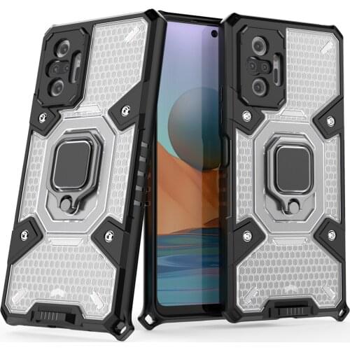 Magnetic Metal Ring Stand Armor Shockproof Case For Xiaomi Redmi Note 10 Pro 10 4G 10S TPU Bumper Hard PC Protective Back Cover
