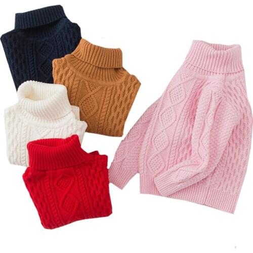 New Thicken Baby Girls Winter Turtleneck Sweater Clothes 2019 Autumn Boys Children Clothing Pullover Knitted Solid Kids Sweaters