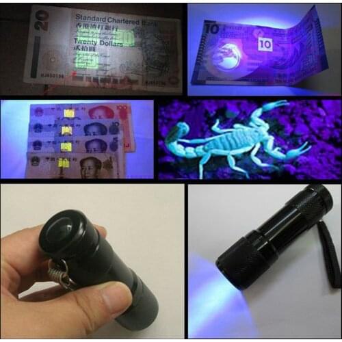 UV Lamp 9 LED UV Flashlight Ultra Violet Light Ultraviolet Flashlight Ultra Violet Invisible Ink Marker Torch Light 3AAA batter