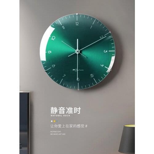 Nordic Living Room Green Wall Clock Modern Minimalist Clock Fashion Light Luxury Wall Watch Hotel Atmospheric Wall Home Clock