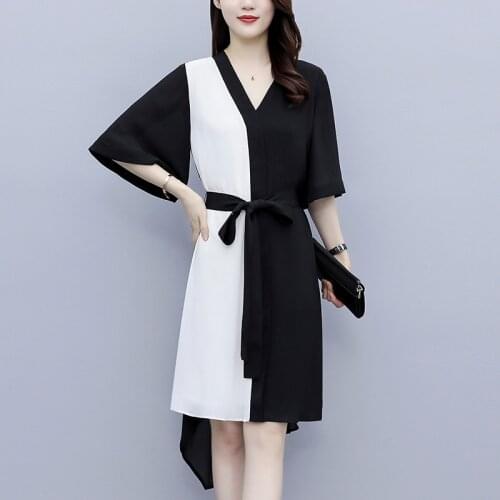 2021 new arrival womens casual big size 4XL dresses girls fashion summer holiday beach chiffon dress clothing slim 3XL XL #M209