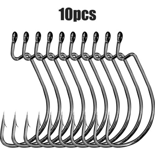 50pcs/lot size: 6#-5/O High Carbon Steel Fishing Hooks Crank Hook For Soft Worm Bait for texas rig