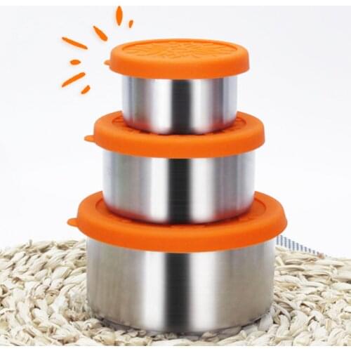 100/220/400ml Stainless Steel Bowl Fresh Crisper Sealed Lunch Food Box with Lid for Outdoor Camping Party Picnic Travel