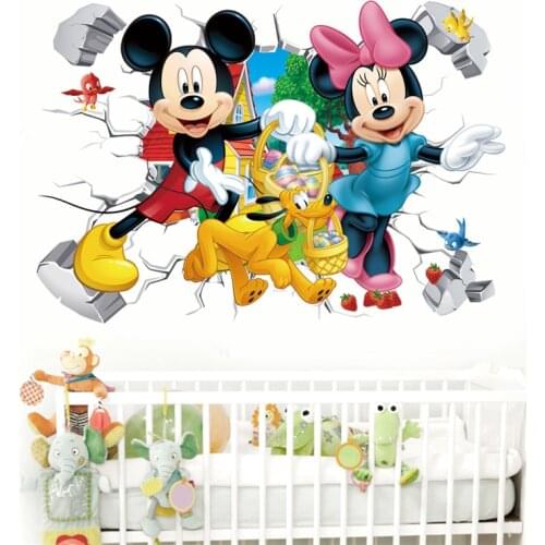 3D vivid Cartoon Mickey Minnie Wall Stickers For Kids Room Bedroom Wall Decoration Princess Room Sticker