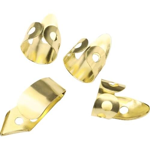 4pcs Guitar Fingertip Protective Pick Fingertip Metal Protector Acoustic Guitar Banjo Plectrum Guitar Accessories