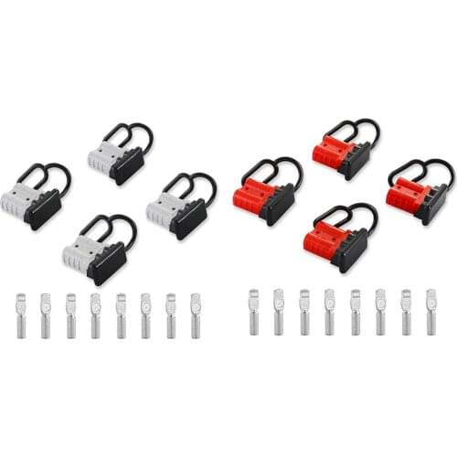 4 Pcs 6-8 Gauge 50A Battery Quick Connect/Disconnect, Jumper Cable Plug Connector Kit for Towing Systems
