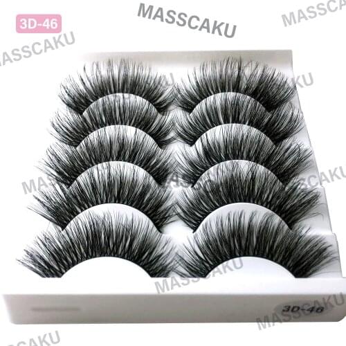 5 Pairs 3D Faux Mink Hair Soft False Eyelashes Fluffy Wispy Thick Lashes Handmade Eye Makeup Extension Tools