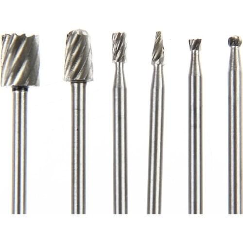 6pcs Dremel Rotary Tools HSS Mini Drill Bit Set Cutting Routing Router Grinding Bits Milling Cutters for Wood Carving Cut Tools