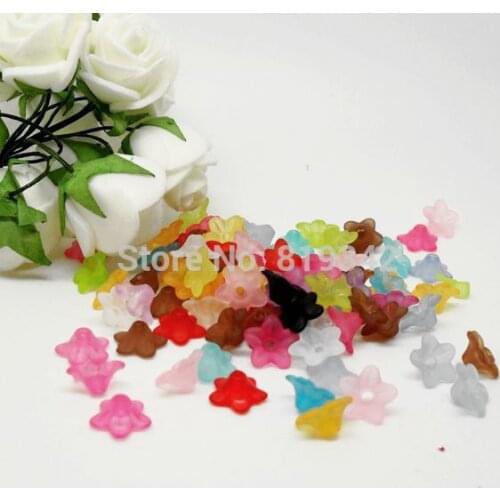 Free Shipping 800pcs/lot 10x4mm Random Mixed Flower Frosted Acrylic Beads Findings Wholesale