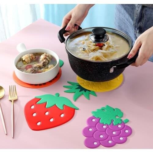 Free Shipping Cute fruit silicone dining table insulation pad table mat non-slip anti-scald cartoon plate mat